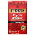Twinings English Breakfast Extra Strong Black Tea Individually Wrapped Bags, 20 Count (Pack of 1), Robust, Caffeinated, Enjoy Hot or Iced, 20 Teabags