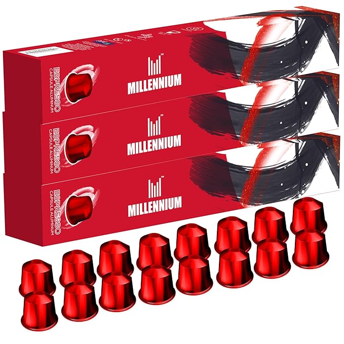 Prince Caffe Espresso Pods –Millennium Intensity 9, Medium-Dark Roast, The Espresso Coffee Pods Are Compatible with Nespresso Original Line Machines, 30 Count (3 x 10 Capsules) Premium Quality Coffee Capsules.