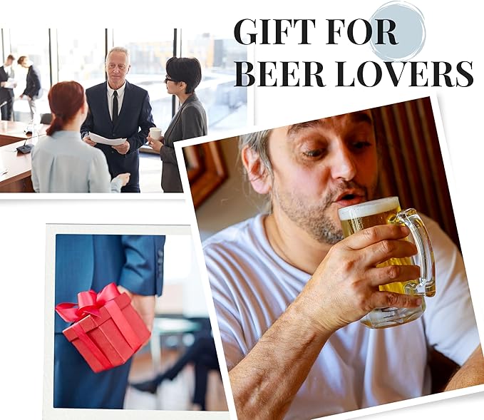 Onebttl Personalized Beer Gifts for Men - 17 oz Heavy Beer Stein Mug with Handle for Boss as Birthday Christmas Gift - F