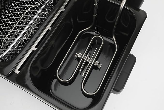4 L / 4.2 Qt Stainless Steel Double Electric Deep Fryer 1800 W - 2 Drip-Hook Baskets - Dual Temperature Control - Vented Lids - Odor Filter by TheDisplayGuys