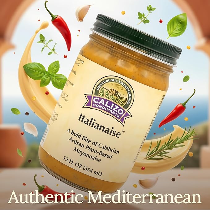 Calizo Condiments Italianaise, Mediterranean Calabrian Pepper & Herb Mayo Sauce, 12 oz, All-Natural, Gluten-Free, Non-GMO, Paleo, Keto