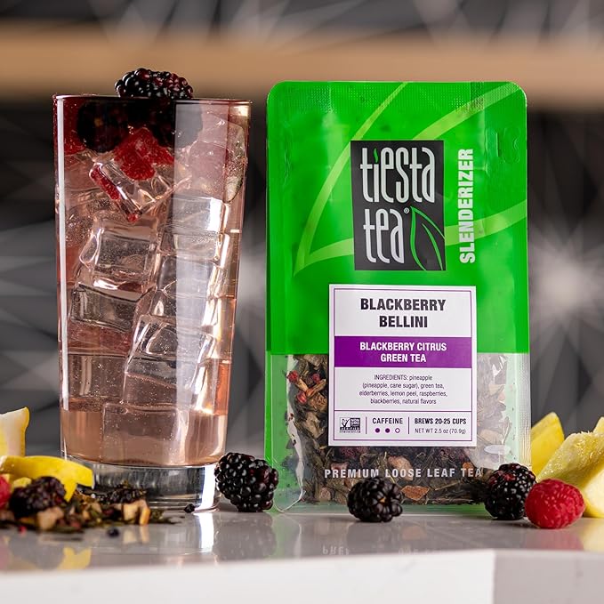 Tiesta Tea - Blackberry Bellini, Premium Loose Leaf Blend, Blackberry Citrus Green Tea, Medium Caffeinated, Refreshing Flavor, Hot or Iced, 20-25 Cups, 2.5oz Resealable Pouch