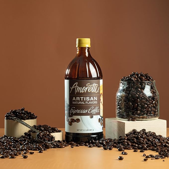Amoretti - Natural Espresso Coffee Artisan Flavor Paste, 2.2 lbs, Perfect For Ice Cream, Beverages, Cakes, and more, Preservative Free, Vegan, Gluten Free, No Artificial Sweeteners, Concentrated