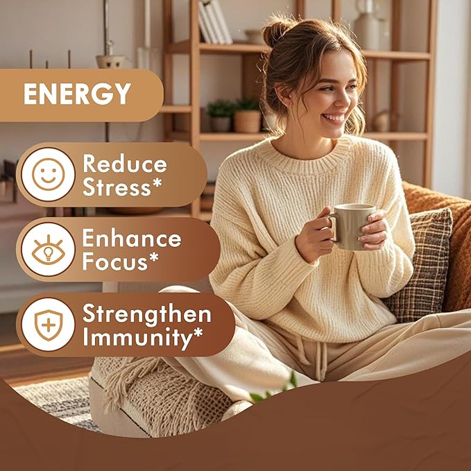 Mushroom Hot Chocolate, Cacao Powder, 8.5 Ounce | 10 IN 1 Mushroom Lion's Mane, Chaga, Reishi, Maitake and MCT Powder | Support Energy, Focus | Sugar Free, Vegan, Gluten-Free, 30 Servings