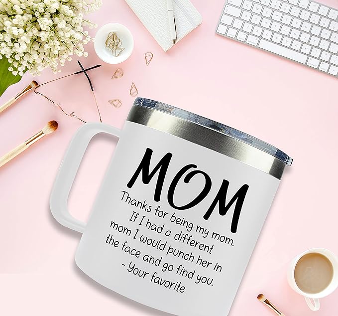 Gifts for Mom from Daughter, Son - Christmas Gifts for Mom, Wife, Women - Moms Birthday Gift Ideas, Cool Birthday gifts for Moms, Mothers - Best mom Mug, 14 OZ Stainless Steel moms Coffee Mug