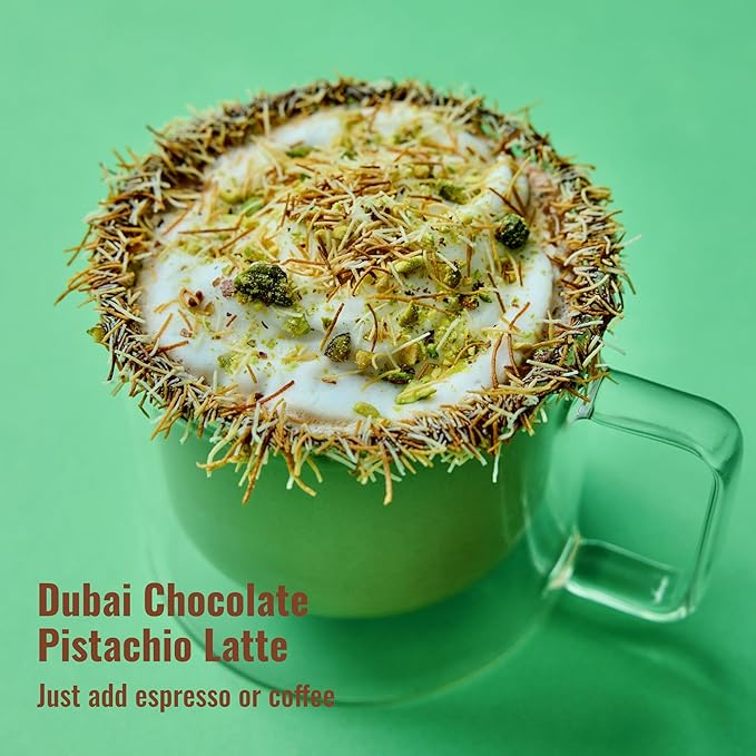 MOCAFE Dubai Chocolate Pistachio Frappe Mix Powder – Café-Style Beverage Base with Chocolate Chips & Pistachio Flavor – Makes Hot, Iced & Blended Drinks – 3 lb Bag