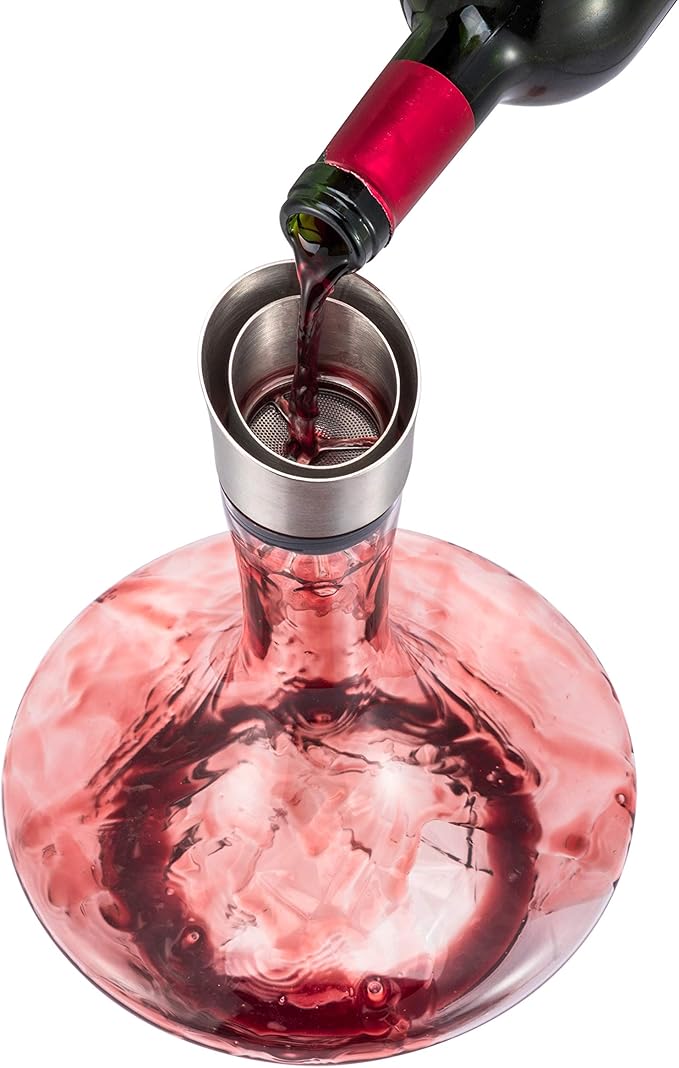 YouYah Iceberg Wine Decanter Set with Aerator Filter,Drying Stand and Cleaning Beads,Red Wine Carafe,Wine Aerator,Wine Gift,100% Hand Blown Lead-free Crystal Glass (1400ML)
