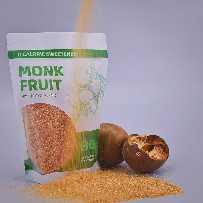 Monk Fruit Sweetener Granules, 2 Pack (1LB Each) - 1:1 Sugar Replacement, 0 Calorie Sweetener, Erythritol Blend - Healthier Than Sugar for Baking, Coffee, and Cooking