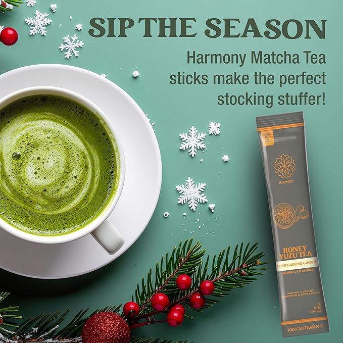 The Harmony Honey Yuzu (20 Sticks) Premium Black Tea, with Ground Ginger, Rich in Antioxidants, Vitamin C & L-Theanine, Sweetened with Real Honey, Enjoy Hot or Cold