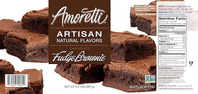 Amoretti - Natural Chocolate Fudge Brownie Artisan Flavor Paste, 2.2 lbs, Perfect For Ice Cream, Beverages, Cakes, and more, Preservative Free, Vegan, Gluten Free, No Artificial Sweeteners