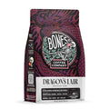 Bones Coffee Company Dragon's Lair, Smokey, Cacao and Caramelized Sugar Notes, Unflavored Coffee, Medium Roast Low Acid Arabica Beans Compatible with Auto drip and French Press Coffee Maker, 12 Oz Whole Bean