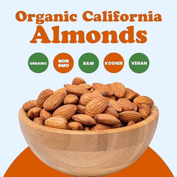 Food to Live Organic California Almonds, 5 Pounds – Non-GMO, Whole, Unsalted, Unroasted, Keto, Vegan Nuts in Bulk. Rich in Vitamin E. Snack. Great for Almond Milk and Butter, Desserts and Trail Mixes