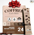 COFFREE Organic Instant Coffee Packets - 25% Low Caffeine, Low Acid, Mold Free Coffee Made with Arabica Coffee Beans - Smooth & Balanced Taste - Hot or Cold Single Serve Travel Packets 24 Pack Box