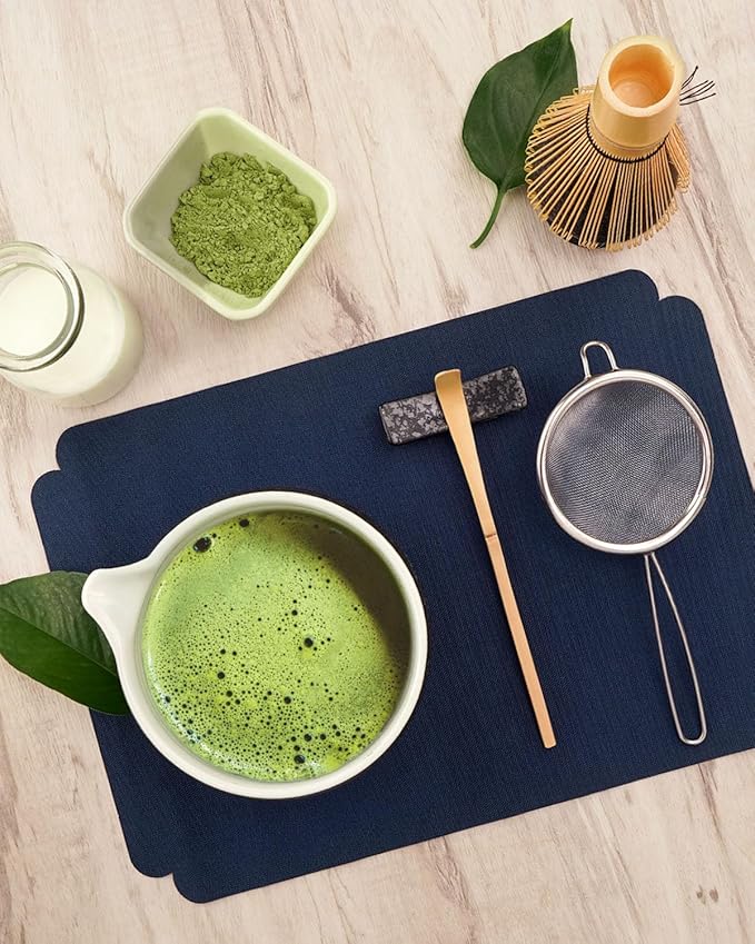 7 Pcs Matcha Kit Set, Matcha Whisk and Bowl with Spout, Powder Sifter, Whisk Holder, Bamboo Scoop and Scoop Rest, Perfect Prepare Tools for Making Macha Tea (Charcoal Grey)