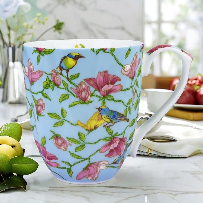 13oz Bone China Floral Mug Bone China Coffee Mugs Bone Teacup Christmas Mugs Birthday Gifts for Women Mom Friends Coworker