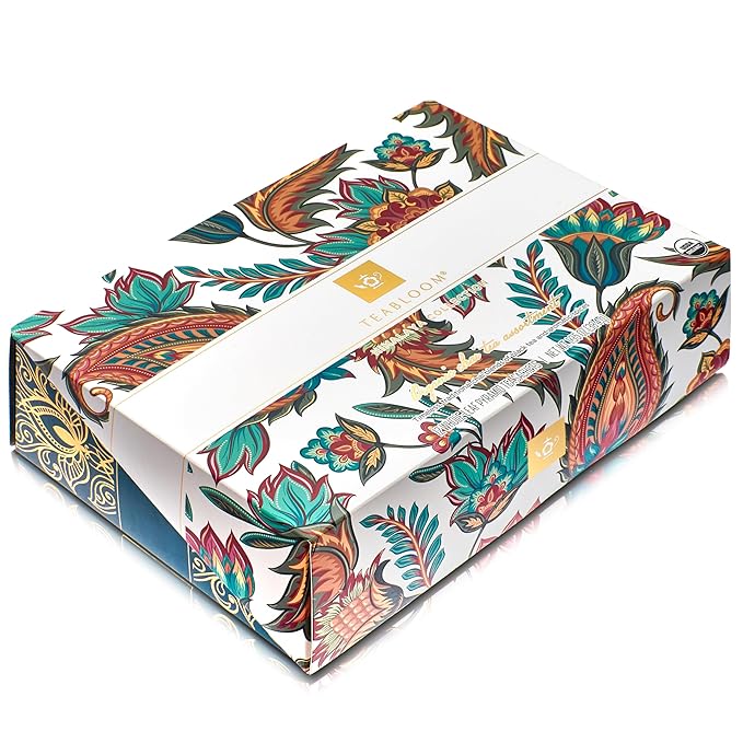 Teabloom Himalaya Chai Gift Set – Organic Chai Tea Sampler with 12 Plant-Based Pyramid Sachets, Elegant Presentation Box for Tea Lovers
