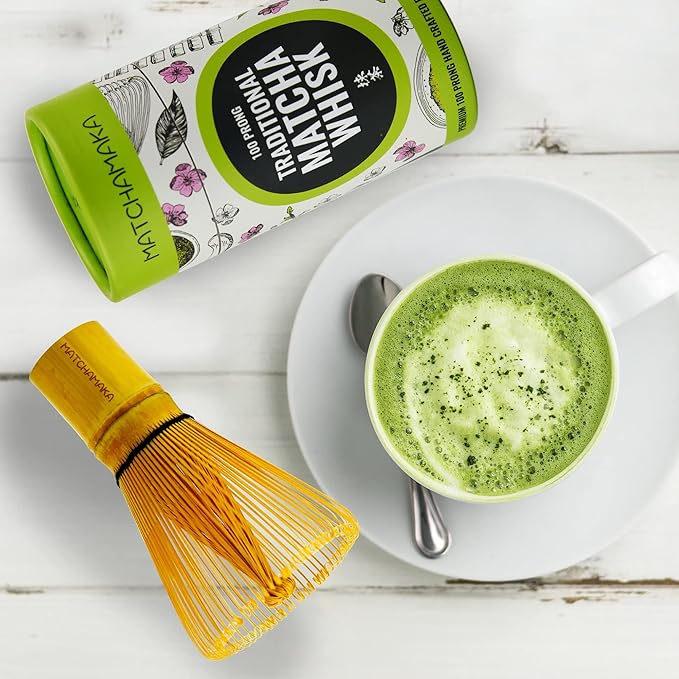 Premium Matcha Green Tea Whisk - 100 Prong - MATCHAMAKA Traditional Japanese Bamboo Matcha Whisk - Green Tea, Matcha Latte, Matcha Ceremonial Powder, Matcha Tea - The Perfect Matcha Ceremony Whisk