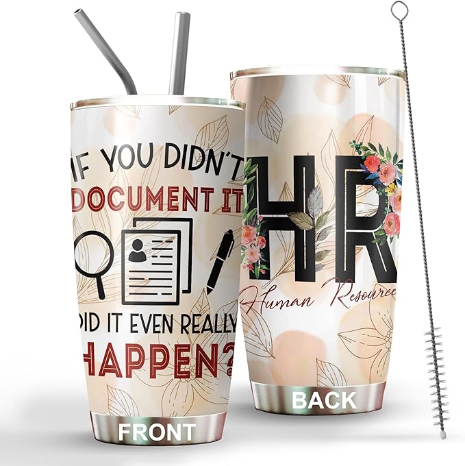 Hurman Resources Tumbler - Stainless Steel 20oz Straw Lid, HR Gifts For Women Men, Human Resources Professional Day Gifts For Coworkers Funny, HR Coffee Cups For Employees Staffs (HR01)