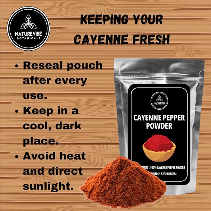 Naturevibe Botanicals Cayenne Pepper Powder – 2lb Bulk | 100% Pure & Non-GMO | Hot & Spicy Seasoning for Cooking, Sauces & Rubs