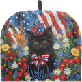 USA FlagTeapot Insulation Cover Soft Tea Pot Cozy Cover with Keep Warming Black Cat Kettle Kitchen Dust Cover for 4th of July Home Decor Dust Proof Kettle Cover