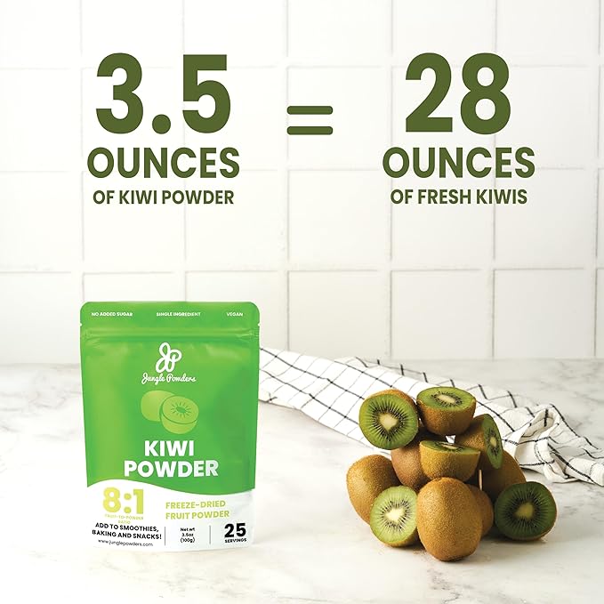 Jungle Powders Kiwi Fruit Powder 3.5 Ounce Bag Freeze Dried Dried Kiwi Smoothie Whole Fruit Juice Powder For Baking Unsweetened Flavoring Kiwis Freeze Dried Fruit Powder For Cooking Supplement Extract