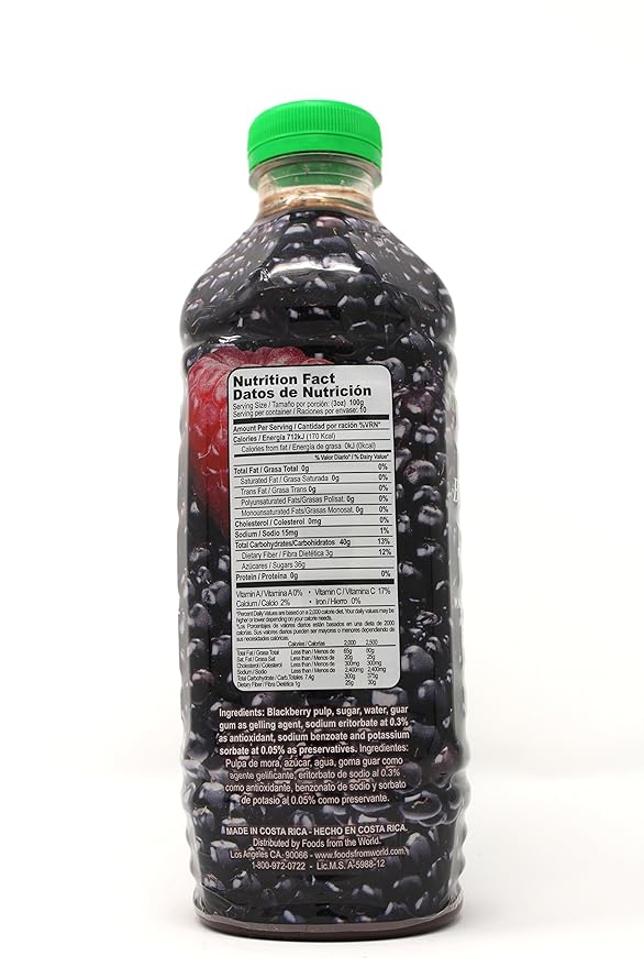 Jungle Pulp BLACKBERRY Puree, Costa Rica Blend, Topping, Flavoring, Better than Syrup, for Cocktails, Desserts, Smoothies, Ice Tea, Jelly and Margaritas. 33.81 Ounce / 1 Liter