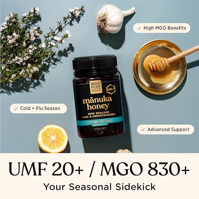 Manuka Honey UMF 20+ MGO 826+ 100% Pure New Zealand Raw & Unfiltered, Certified Award Winning, Silky Smooth Taste & Texture 8.8 Oz