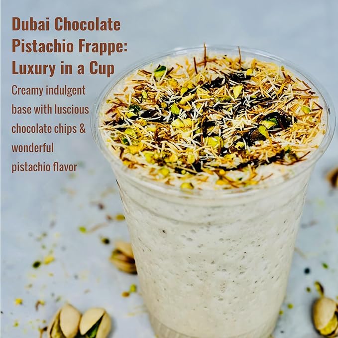 MOCAFE Dubai Chocolate Pistachio Frappe Mix Powder – Café-Style Beverage Base with Chocolate Chips & Pistachio Flavor – Makes Hot, Iced & Blended Drinks – 3 lb Bag
