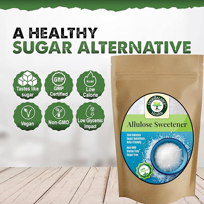 Good Balance Health – Premium 100% Pure Allulose Natural Sweetener | Zero Calories • Low-Glycemic • 1:1 Sugar Substitute for Baking, Coffee & Keto • 2lb Resealable Bag