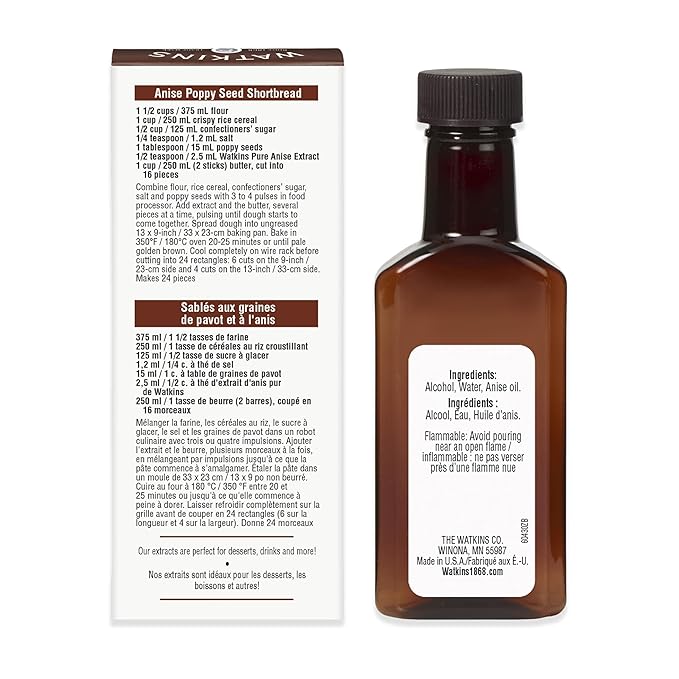 Watkins Pure Anise Extract, Non-GMO, Kosher, 2 oz. Bottle, 1-Pack