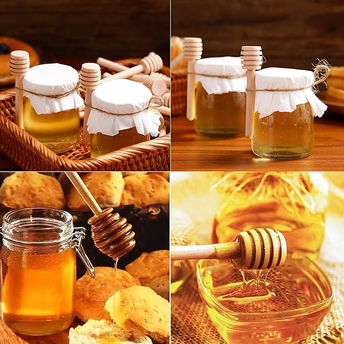 48 Pcs Honey Sticks Dipper, 3 inch Mini Wooden Honeycomb Stick, Small Honey Spoons Stirrer Stick for Honey Jar Dispense Drizzle Honey and Wedding Party Favors Gift