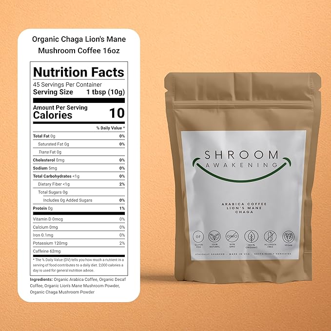 Stop Wasting Mornings Feeling Tired | Mushroom Coffee with Lion’s Mane & Chaga for Long-Lasting Energy, Focus & Wellness | Natural & Jitter-Free | 4oz