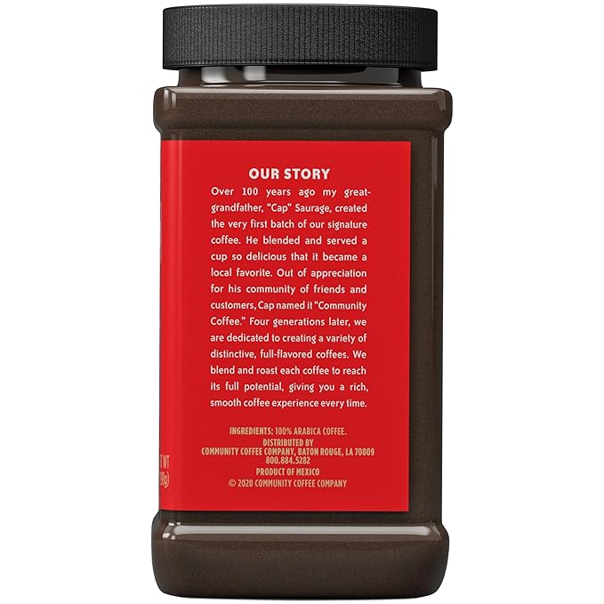 Community Coffee Signature Blend Instant Coffee, 84 Ounces, Dark Roast 7 Ounce Jar (Pack of 12)