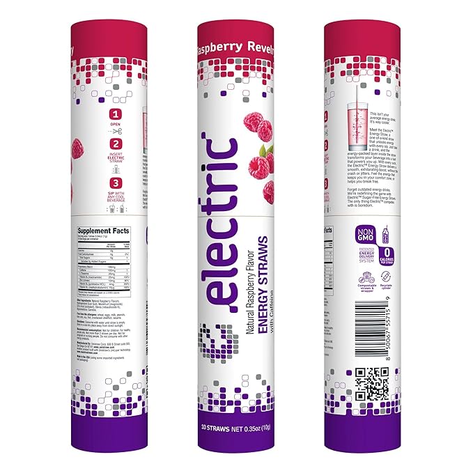 Smooth and Gentle Caffeine Energy. No Sugar. No Calories. Healthy and All Natural Natural Raspberry Revelry – 10 Straw Pack