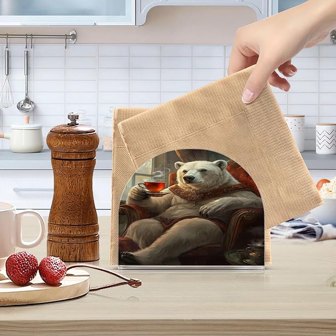 Polar Bear Coffee Napkin Holder Table Kitchen Napkin Dispenser for Restaurant Home Decor Bar 4.1x4.9x1.97 in
