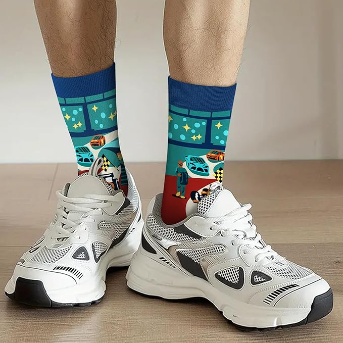 VICRAZY Racing Car, Sport Car Socks for Men, Women - Formula 1 Gifts, Racing Socks, Stocking Stuffers for Men, Women