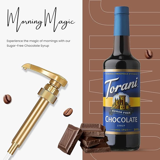 Sugar Free Coffee Syrup 25.4 Ounces Coffee Flavoring Syrup - Caramel, Vanilla, Chocolate, Hazelnut, Peppermint Syrups with Jimoco Syrup Dispenser (SF Chocolate)