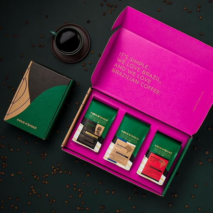 Explore Brazil Coffee Sampler | Gourmet Coffee Gift Basket | Whole Bean Coffee | 3 Piece Variety Set