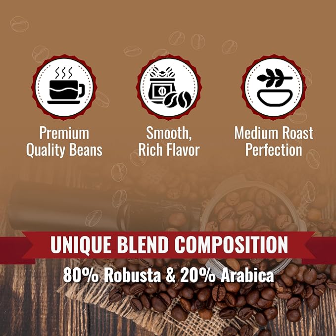 Birdee Vietnamese Coffee – 1 LB, Medium Roast Whole Bean, Arabica and Robusta, Hand-Picked, Resealable Bag, Smooth Flavor, Low Acid, High Caffeine, Single-Origin