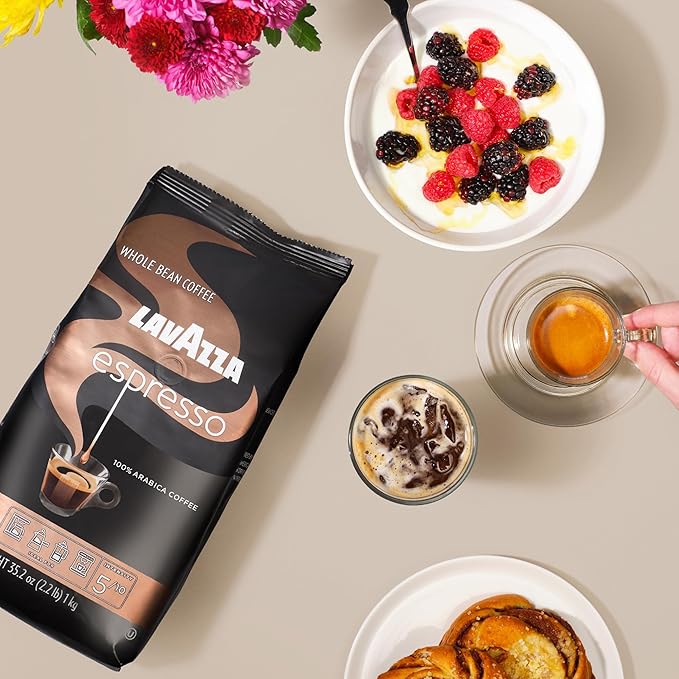 Lavazza Espresso Whole Bean Coffee, Medium Roast, 100% Arabica, 2.2 lb Bag (Pack of 2)