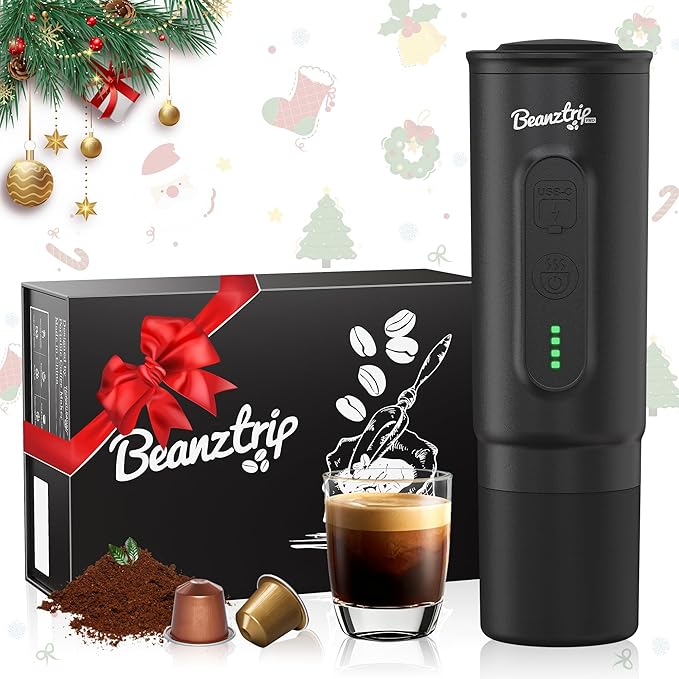 H02 PRO Portable Espresso Machine, Travel Coffee Maker fits NS Capsule & Ground Coffee, Christmas Gift Camping Small Mini Coffee Machine with Self-heating, Electric Espresso Maker