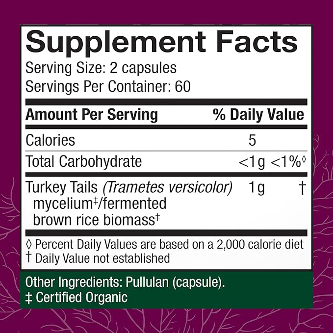 Host Defense Turkey Tail Capsules - Digestive Health & Immune Response Support Supplement - Mushroom Supplement for Gastrointestinal & Gut Microbiome Support - 120 Capsules