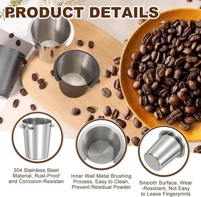 uxcell 51mm Coffee Grinder Powder Cup, Stainless Steel Espresso Coffee Powder Feeder, Espresso Coffee Machine Tools for Coffee Tamper (Silver)