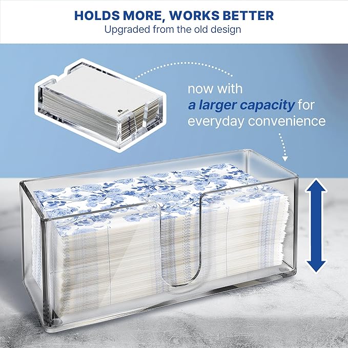 Acrylic Paper Towel Holder for Bathroom or Kitchen – Clear Countertop Dispenser for Trifold, Multifold, C-Fold Napkins, Disposable Hand Towels, Modern Napkin Tray, 10.75 x 4.125 x 5 Inch