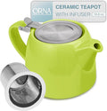 ORNA Ceramic Teapot with Tea Infuser – Small Tea Pot for Loose Leaf Tea – 550ml / 18.6 Oz Porcelain Non-Stove Teapot for 2 Cups with Tea Strainer (Lime)
