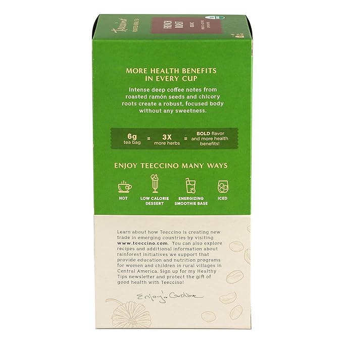 Teeccino French Roast Herbal Tea - Rich & Roasted Herbal Tea That’s Caffeine Free & Prebiotic for Natural Energy, Coffee Alternative, 25 Tea Bags (Pack of 3)