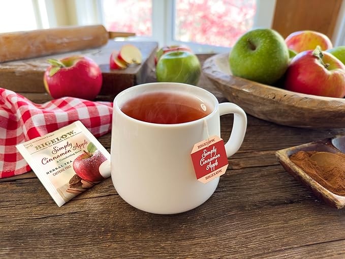 Bigelow Tea Simply Cinnamon Apple Herbal Tea, Caffeine Free (Pack of 6), 108 Total Tea Bags