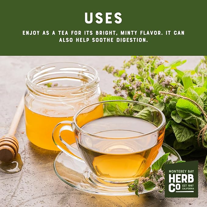 Peppermint Tea, by Herb Co, Caffeine Free, Tea, Soothes Digestion & Belly, Herbal Tea, 1 lb