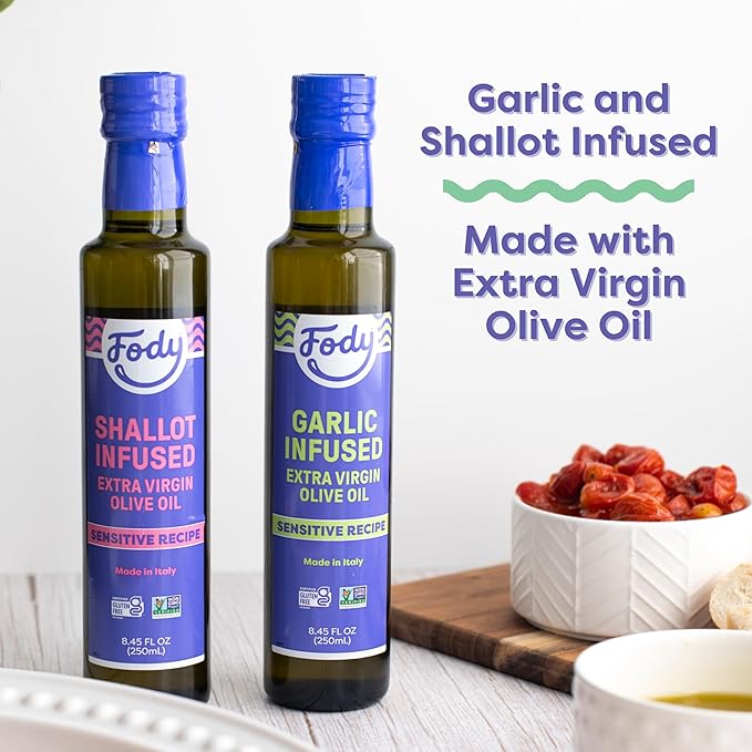 Fody Foods Garlic & Shallot Infused Extra Virgin Olive Oil, 8.45 Oz (Pack of 2), Low FODMAP Certified, Gut & IBS Friendly, Cold-Pressed, Vegan, Non-GMO, Gluten Free, Made in Italy