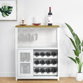 GarveeHome 3-Tier Wine Bar Cabinet with Detachable Wine Rack, Liquor Cabinet with Storage, Coffee Bar Cabinet with Glass Holder & Mesh Door, Sideboard Buffet Bar for Living Room, Dining Room, White